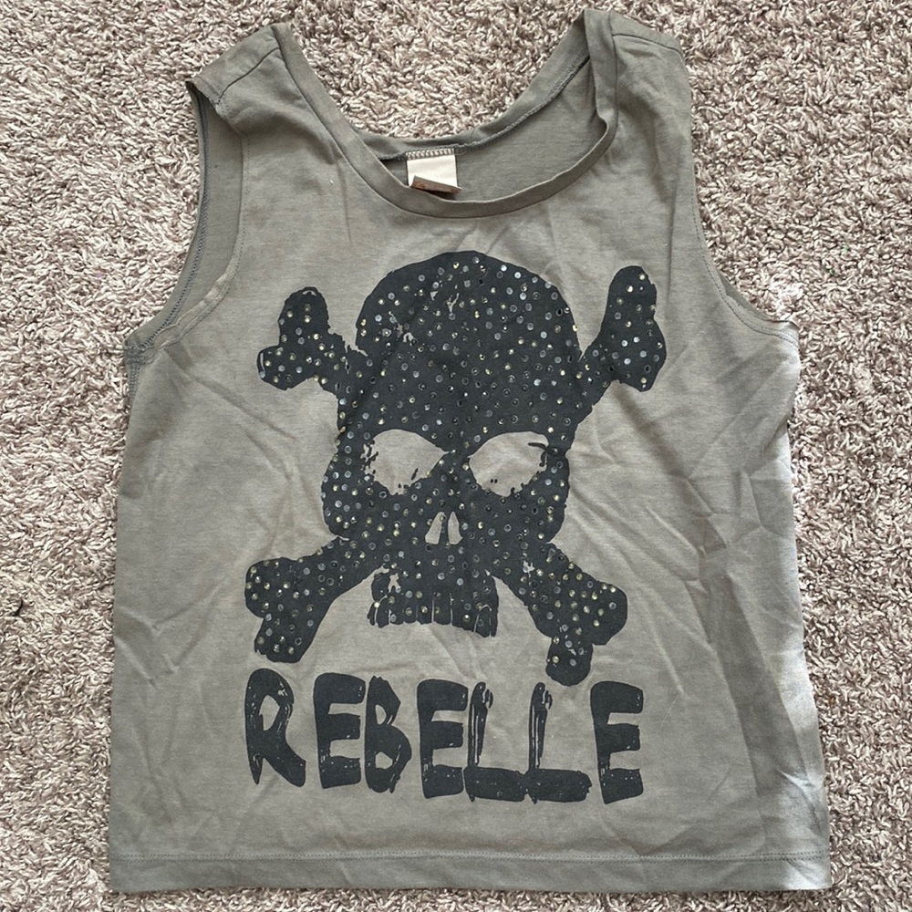 Tee tank gray skull and black S